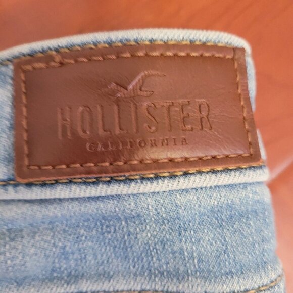 Hollister Ultra High Rise Super Skinny Embroidered Distressed Blue Jeans Size 26 - Picture 10 of 12